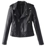 Genuine Sheepskin Biker Jacket Sporty Café Racer Style with Lapel Collar and Quilted Asymmetric Design for Women