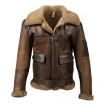 Premium Quality Genuine Distressed Sheepskin Leather Genuine Shearling Aviator Bomber Winter Jacket