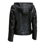 Premium Quality Black Hooded Lambskin Leather Jacket Fashion for Bikers Style with YKK zippers for Women