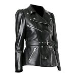 Premium Quality Lambskin Leather Jacket Belted Fashion for Biker Motorcycle Style with YKK zippers for Women